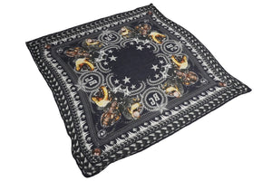 ジバンシー ジバンシー ストール バンダナ ハンカチ ロット ワイラーモチーフ モーダル カシミヤ ネイビー 135×135 美品 中古 56265 