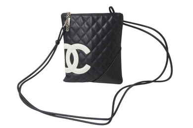 CHANEL シャネル ショルダーバッグ カンボンライン ココマーク 10番台 ブラック レザー シルバー金具 美品 中古 56273