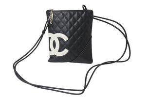 CHANEL シャネル ショルダーバッグ カンボンライン ココマーク 10番台 ブラック レザー シルバー金具 美品 中古 56273