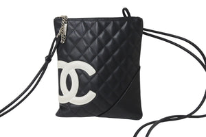 CHANEL シャネル ショルダーバッグ カンボンライン ココマーク 10番台 ブラック レザー シルバー金具 美品 中古 56273