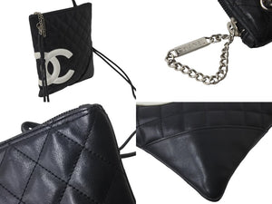 CHANEL シャネル ショルダーバッグ カンボンライン ココマーク 10番台 ブラック レザー シルバー金具 美品 中古 56273