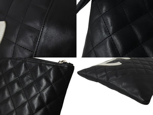 CHANEL シャネル ショルダーバッグ カンボンライン ココマーク 10番台 ブラック レザー シルバー金具 美品 中古 56273