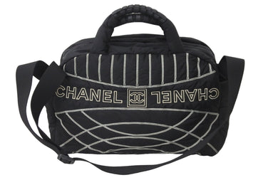 CHANEL シャネル スポーツライン 2WAYボストンバッグ 10番台 A32808 ナイロン ブラック ホワイト 美品 中古 56291