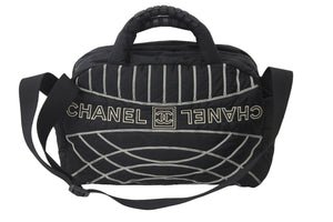 CHANEL シャネル スポーツライン 2WAYボストンバッグ 10番台 A32808 ナイロン ブラック ホワイト 美品 中古 56291