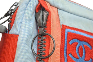 CHANEL シャネル スポーツライン ショルダーバッグ ココマーク 7番台 A18989 ブルー レッド キャンバス ロゴ 中古 56296