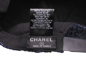 CHANEL シャネル ベースボールキャップ エアライン 2016年SS ツイードラメ ポリエステル コットン ブルー ネイビー 美品 中古 56304