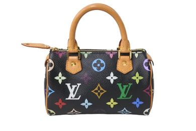 LOUIS VUITTON ルイヴィトン ハンドバッグ M92644 ミニスピーディ モノグラムマルチカラー ブラック ゴールド 美品 中古 56310