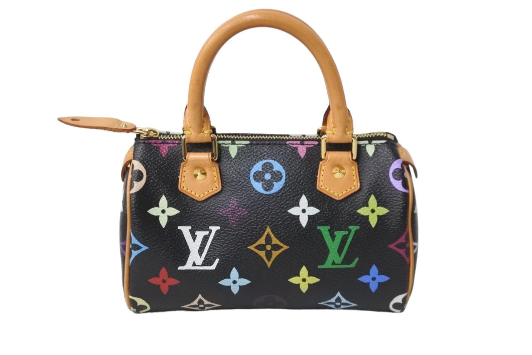 LOUIS VUITTON ルイヴィトン ハンドバッグ M92644 ミニスピーディ モノグラムマルチカラー ブラック ゴールド 美品 中古 56310