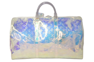 LOUIS VUITTON ルイヴィトン ヴァージルアブロー M53271 モノグラムプリズム キーポル バンドリエール 50 クリア 美品 中古 56312