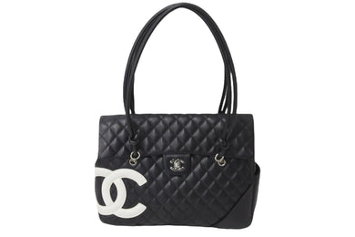 CHANEL シャネル ハンドバッグ カンボンライン ココマーク 10番台 ブラック ラムスキン シルバー金具 美品 中古 56313