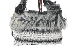 CHANEL シャネル 編み込みチェーンハンドバッグ ファンタジーファー ココマーク ファブリック 14番台 2010年 美品 中古 56315