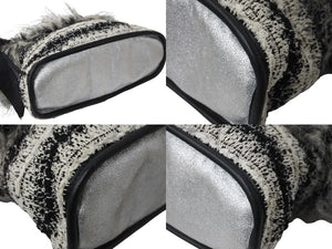 CHANEL シャネル 編み込みチェーンハンドバッグ ファンタジーファー ココマーク ファブリック 14番台 2010年 美品 中古 56315