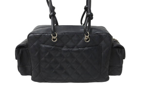 CHANEL シャネル カンボンライン マルチポケットハンドバック 10番代 A25173 ブラック ピンク シルバー金具 美品 中古 56316