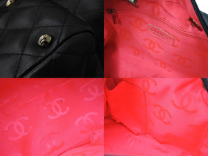 CHANEL シャネル カンボンライン マルチポケットハンドバック 10番代 A25173 ブラック ピンク シルバー金具 美品 中古 56316