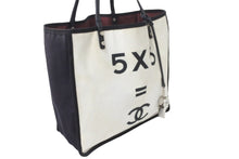 Load image into Gallery viewer, CHANEL シャネル レッツレモンストレート5×5 トートバッグ コットンキャンバス A9288 20番台 シルバー金具 中古 56318