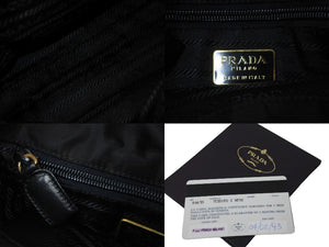 PRADA プラダ トートバッグ チェーンショルダー B4418 ブラック ゴールド金具 美品 中古 56324 