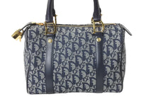 Load image into Gallery viewer, Christian Dior クリスチャンディオール ハンドバッグ トロッター ネイビー キャンバス BOC0092 ゴールド金具 美品 中古 56326