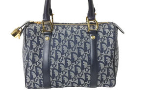 Christian Dior クリスチャンディオール ハンドバッグ トロッター ネイビー キャンバス BOC0092 ゴールド金具 美品 中古 56326