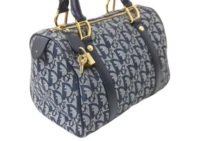 Christian Dior クリスチャンディオール ハンドバッグ トロッター ネイビー キャンバス BOC0092 ゴールド金具 美品 中古 56326