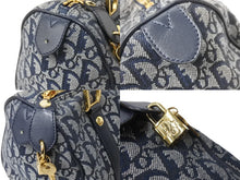 Load image into Gallery viewer, Christian Dior クリスチャンディオール ハンドバッグ トロッター ネイビー キャンバス BOC0092 ゴールド金具 美品 中古 56326