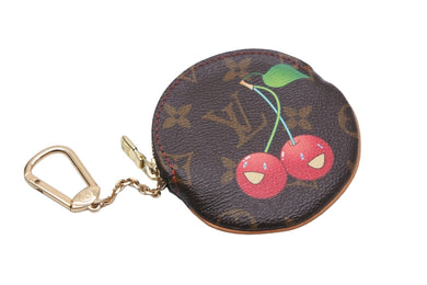 LOUIS VUITTON ルイヴィトン コインケース M95043 丸型 モノグラム チェリー コーティングキャンバス ブラウン 美品 中古 56328