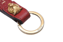 Load image into Gallery viewer, GUCCI グッチ キーホルダー キーチャーム タイガーヘッド レッド ゴールド金具 レザー 美品 中古 56339