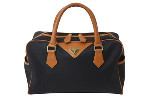 YVES SAINT LAURENT イヴサンローラン バイカラー ボストンバッグ ブラック ブラウン ヴィンテージ 編み込み 美品 中古 56342 