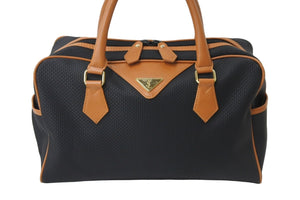 YVES SAINT LAURENT イヴサンローラン バイカラー ボストンバッグ ブラック ブラウン ヴィンテージ 編み込み 美品 中古 56342 