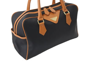 YVES SAINT LAURENT イヴサンローラン バイカラー ボストンバッグ ブラック ブラウン ヴィンテージ 編み込み 美品 中古 56342 