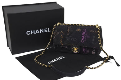 極美品 CHANEL シャネル 22SS ミニマトラッセ スモール フラップ チェーン ショルダーバッグ プリントデニム AS3134 中古 56346