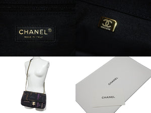 極美品 CHANEL シャネル 22SS ミニマトラッセ スモール フラップ チェーン ショルダーバッグ プリントデニム AS3134 中古 56346