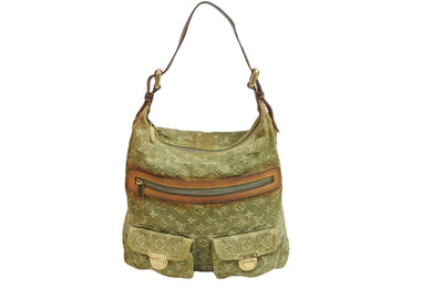 LOUIS VUITTON ルイヴィトン モノグラムデニム バギーGM ショルダーバッグ ゴールド金具 M95211 カーキ 中古 56355