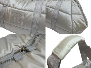 CHANEL シャネル ボストンバッグ スポーツライン ココマークスクエアロゴ 10番台 2006年 グレー シルバー金具 美品 中古 56356