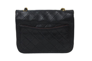 CHANEL シャネル チェーンショルダーバッグ マトラッセ シングル シール無し ラムスキン ブラック ゴールド金具 美品 中古 56374