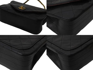 CHANEL シャネル チェーンショルダーバッグ マトラッセ シングル シール無し ラムスキン ブラック ゴールド金具 美品 中古 56374