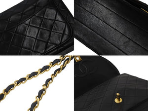 CHANEL シャネル チェーンショルダーバッグ マトラッセ シングル シール無し ラムスキン ブラック ゴールド金具 美品 中古 56374