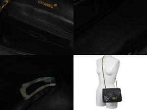 CHANEL シャネル チェーンショルダーバッグ マトラッセ シングル シール無し ラムスキン ブラック ゴールド金具 美品 中古 56374
