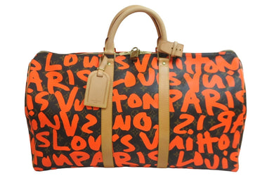 新品同様 LOUIS VUITTON ルイ・ヴィトン モノグラム グラフィティ キーポル50 ボストン スプラウス オレンジ M93699 中古 56379