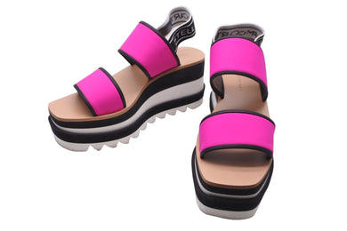 Stella McCartney ステラマッカートニー サンダル ボーダー厚底 800016 ヴィヴィッドピンク サイズ38 美品 中古 56387