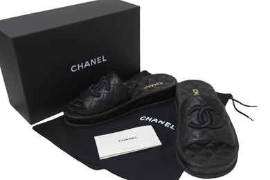 CHANEL シャネル サンダル ココマーク マトラッセ ブラック ラムスキン G36901 サイズ38 中古 56401