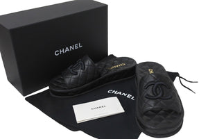CHANEL シャネル サンダル ココマーク マトラッセ ブラック ラムスキン G36901 サイズ38 中古 56401