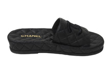 Load image into Gallery viewer, CHANEL シャネル サンダル ココマーク マトラッセ ブラック ラムスキン G36901 サイズ38 中古 56401