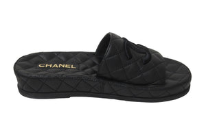 CHANEL シャネル サンダル ココマーク マトラッセ ブラック ラムスキン G36901 サイズ38 中古 56401