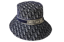 Load image into Gallery viewer, 新品同様 ChristianDior クリスチャンディオール ハット オブリーク サイズ58 ネイビー コットン レーヨン 05CDO924I134 中古 56402