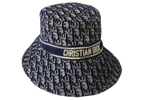 新品同様 ChristianDior クリスチャンディオール ハット オブリーク サイズ58 ネイビー コットン レーヨン 05CDO924I134 中古 56402