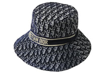 Load image into Gallery viewer, 新品同様 ChristianDior クリスチャンディオール ハット オブリーク サイズ58 ネイビー コットン レーヨン 05CDO924I134 中古 56402