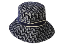 Load image into Gallery viewer, 新品同様 ChristianDior クリスチャンディオール ハット オブリーク サイズ58 ネイビー コットン レーヨン 05CDO924I134 中古 56402