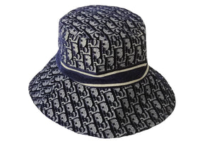 新品同様 ChristianDior クリスチャンディオール ハット オブリーク サイズ58 ネイビー コットン レーヨン 05CDO924I134 中古 56402