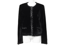 Load image into Gallery viewer, CHANEL シャネル ベロア ジャケット P46390V34297 ジャガード ブラック サイズ38 美品 中古 56406