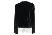 Load image into Gallery viewer, CHANEL シャネル ベロア ジャケット P46390V34297 ジャガード ブラック サイズ38 美品 中古 56406
